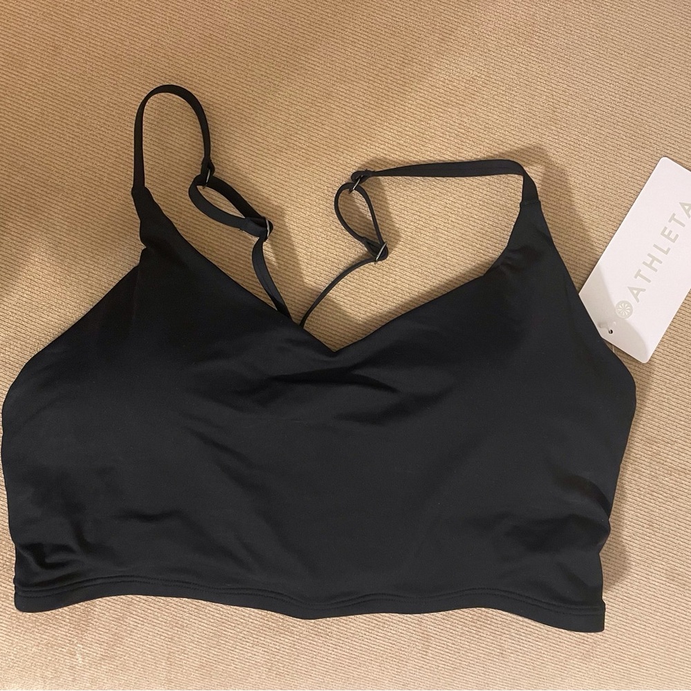 Athleta Ventura Crop Bikini Top, black, medium NWT